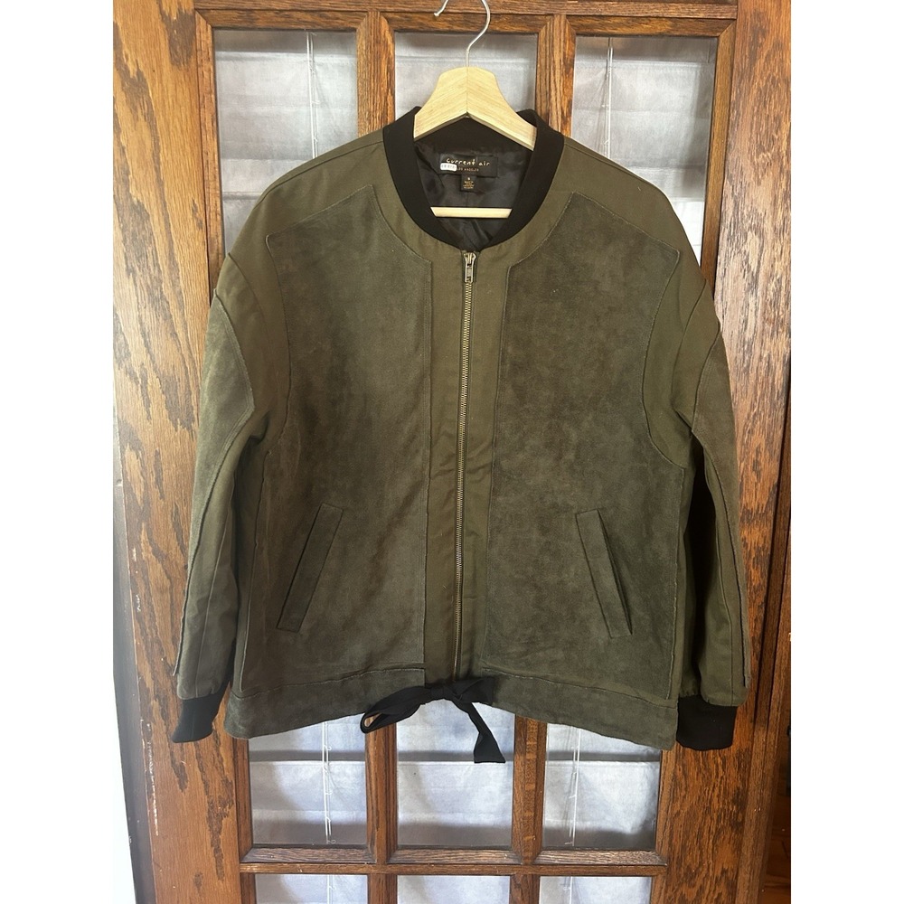 Current Air Los Angeles Retro Bomber Jacket S Green Black Ribbon‎ Tie Anthro